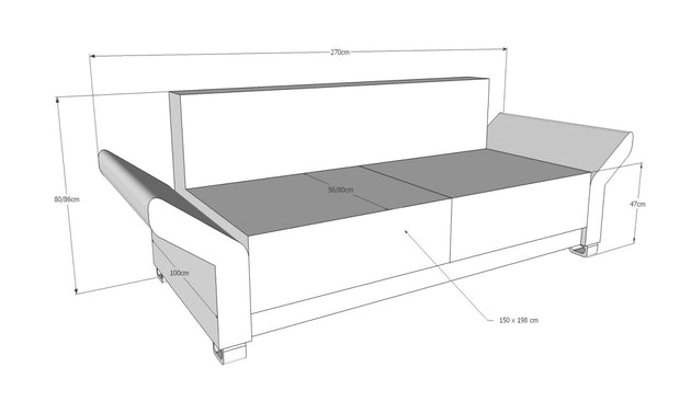 Schlafsofa mit Stauraum 3-Sitzer Lota Grau (3)