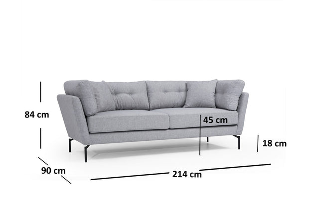 Sofa 3-Sitzer mit Stoff, Mapa Grau (7)