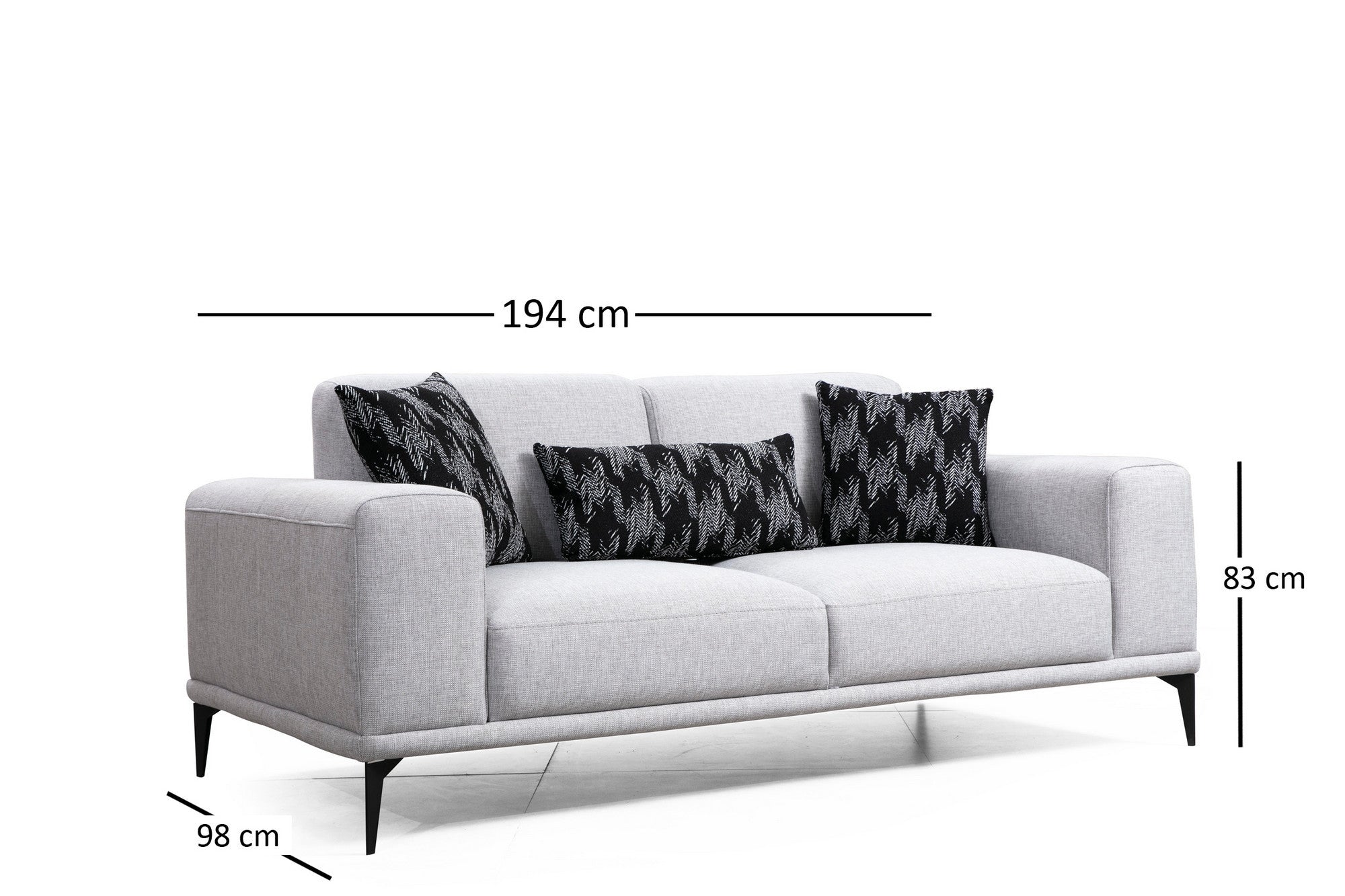 Sofa 2-Sitzer mit Stoff, Nikea Grau (5)