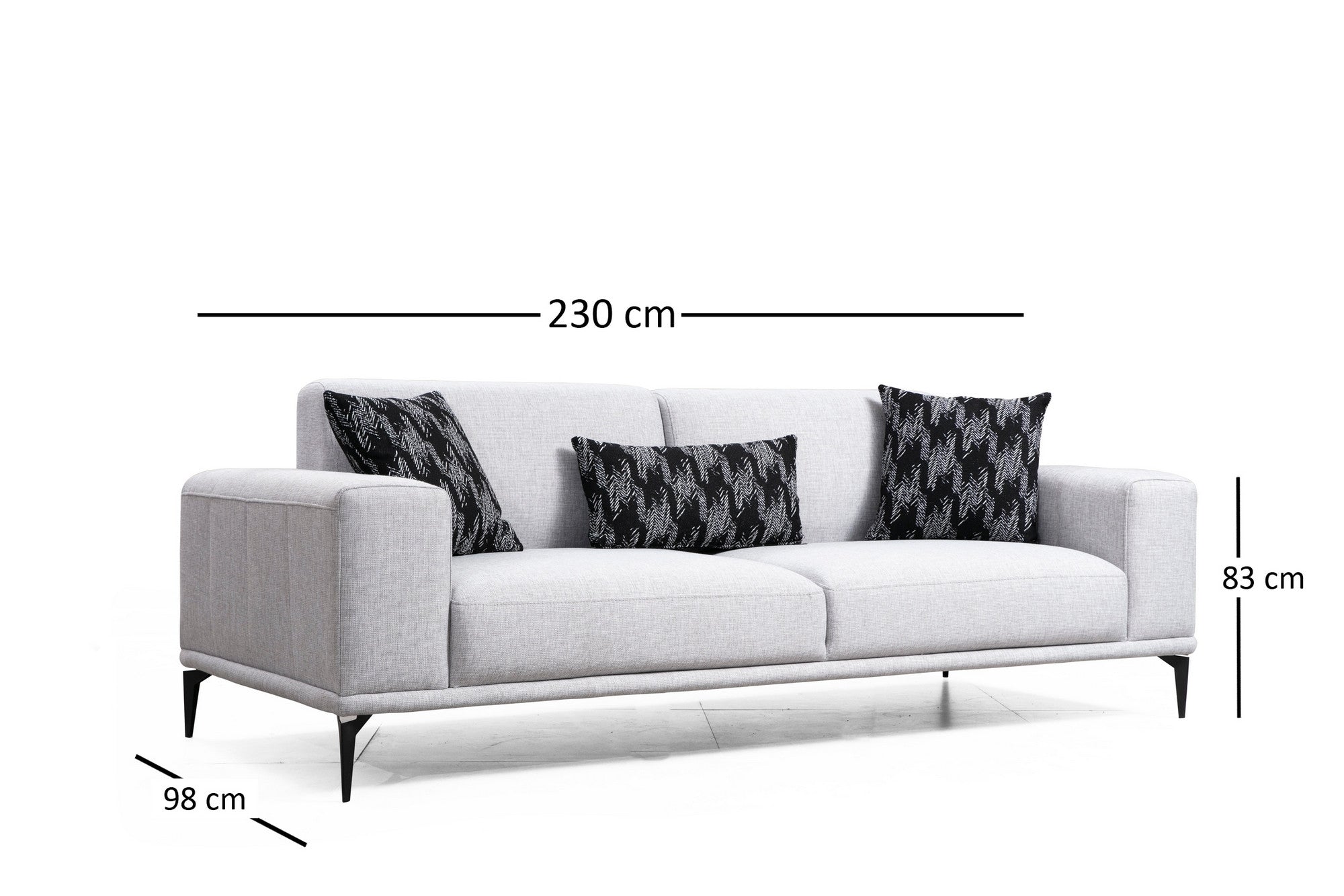 Sofa 3-Sitzer mit Stoff, Sevilla Grau (6)