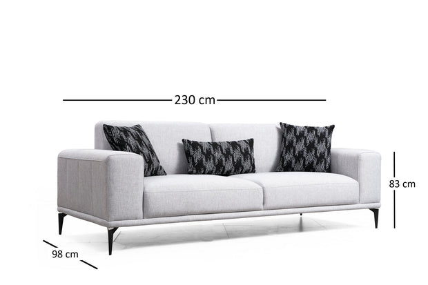 Sofa 3-Sitzer mit Stoff, Sevilla Grau (6)