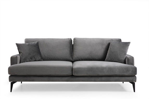 Sofa 3-Sitzer mit Samtstoff, Papira Grau (2)