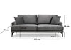 Sofa 3-Sitzer mit Samtstoff, Papira Grau (3)