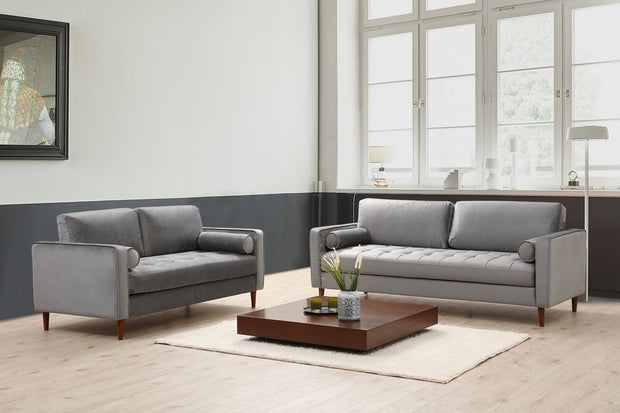 Sofa 3-Sitzer mit Samtstoff, Rome Grau (1)