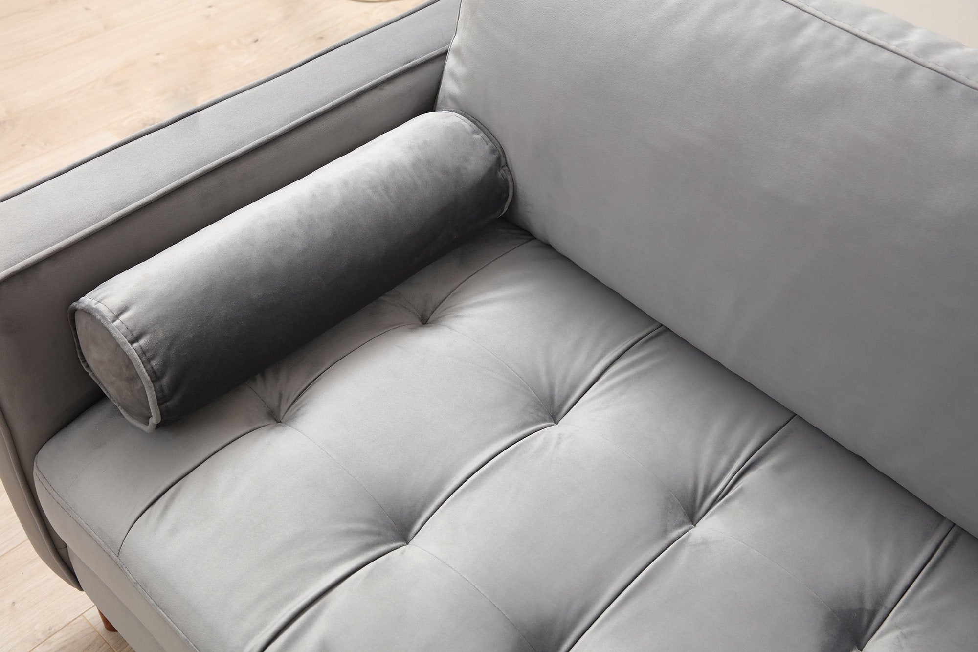Sofa 3-Sitzer mit Samtstoff, Rome Grau (3)