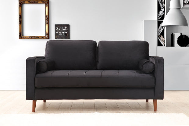 Sofa 2-Sitzer mit Samtstoff, Rome Schwarz