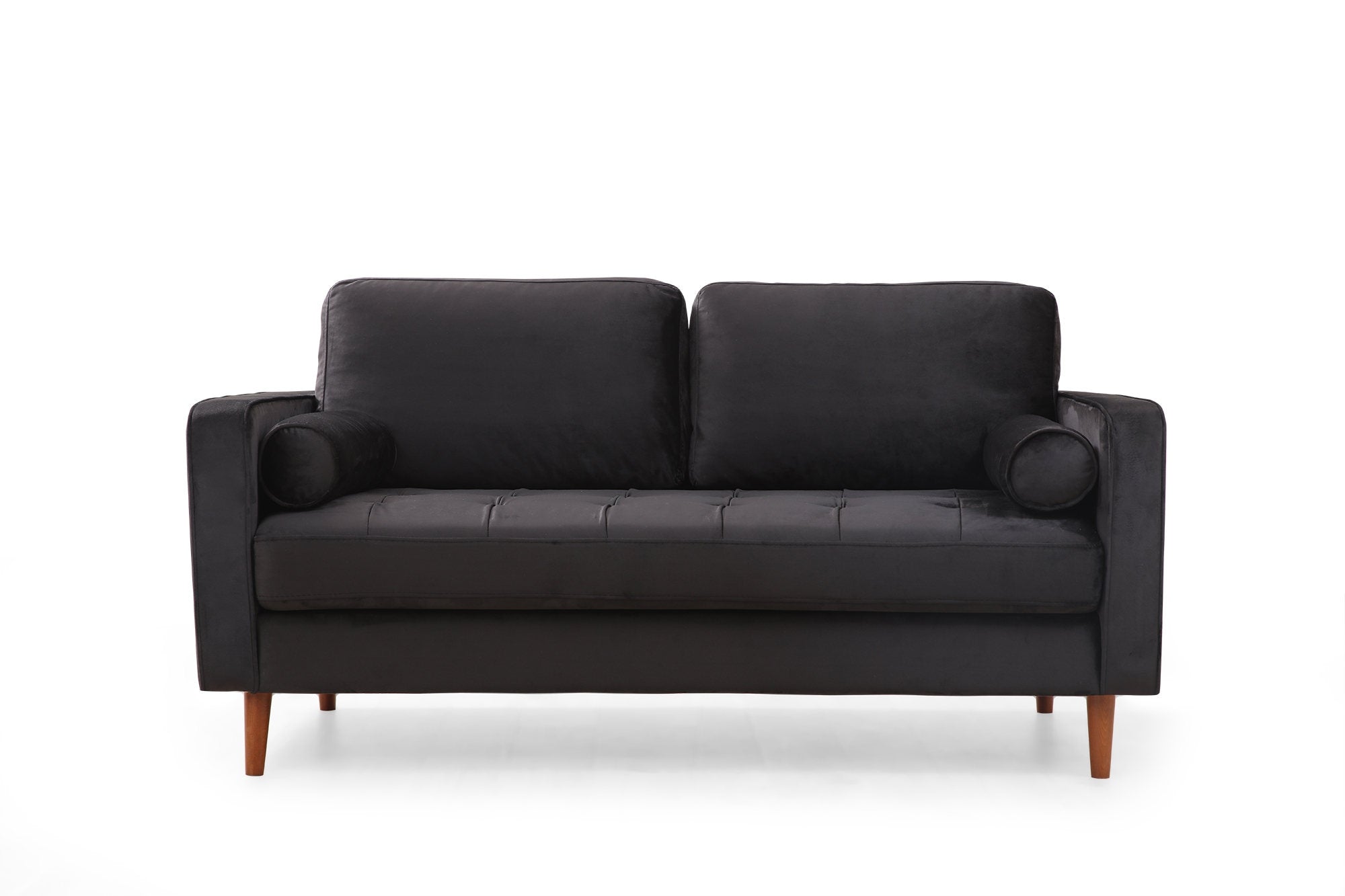 Sofa 2-Sitzer mit Samtstoff, Rome Schwarz (2)