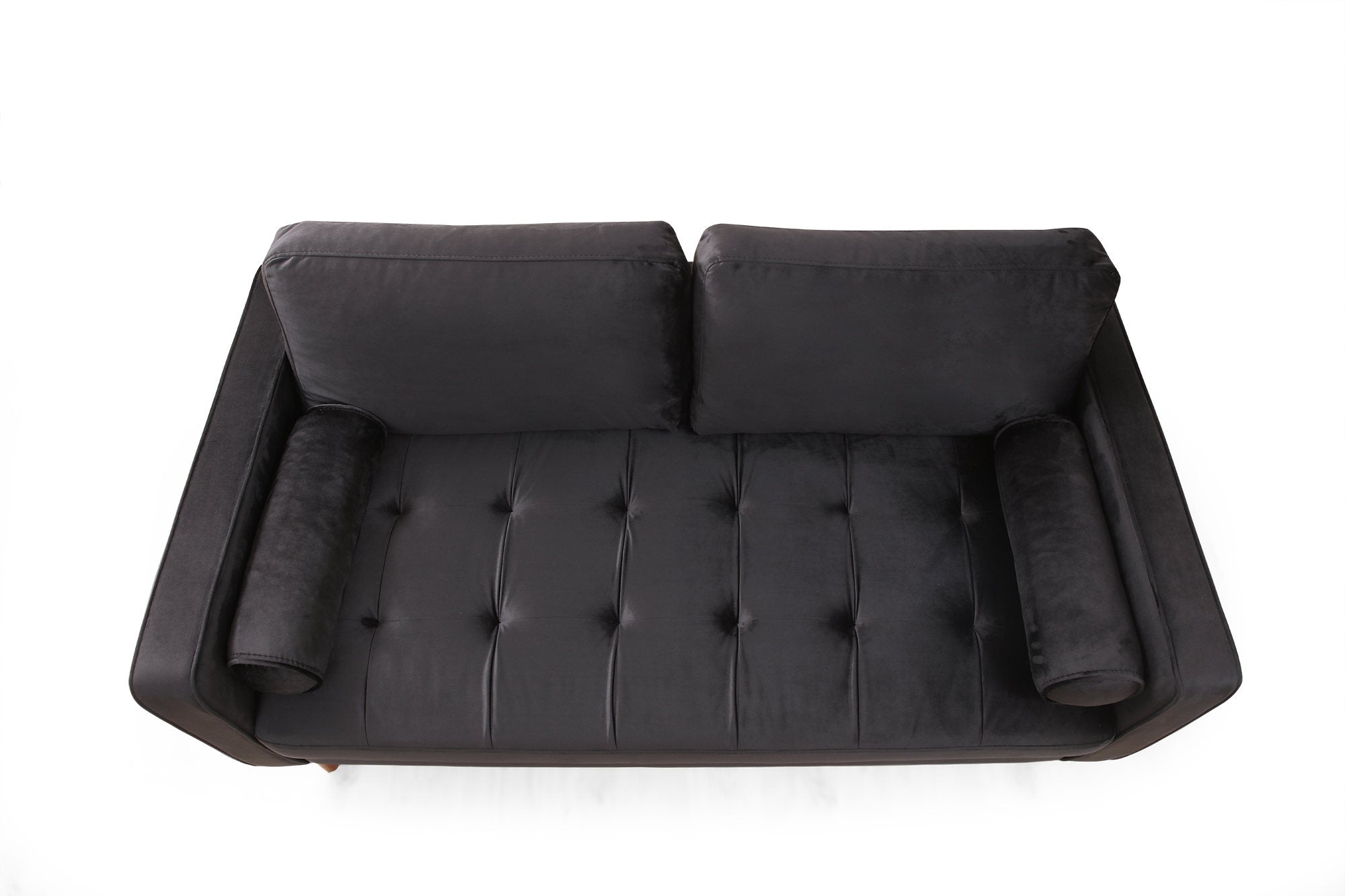 Sofa 2-Sitzer mit Samtstoff, Rome Schwarz (3)