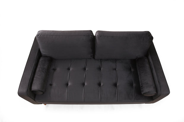 Sofa 2-Sitzer mit Samtstoff, Rome Schwarz (3)