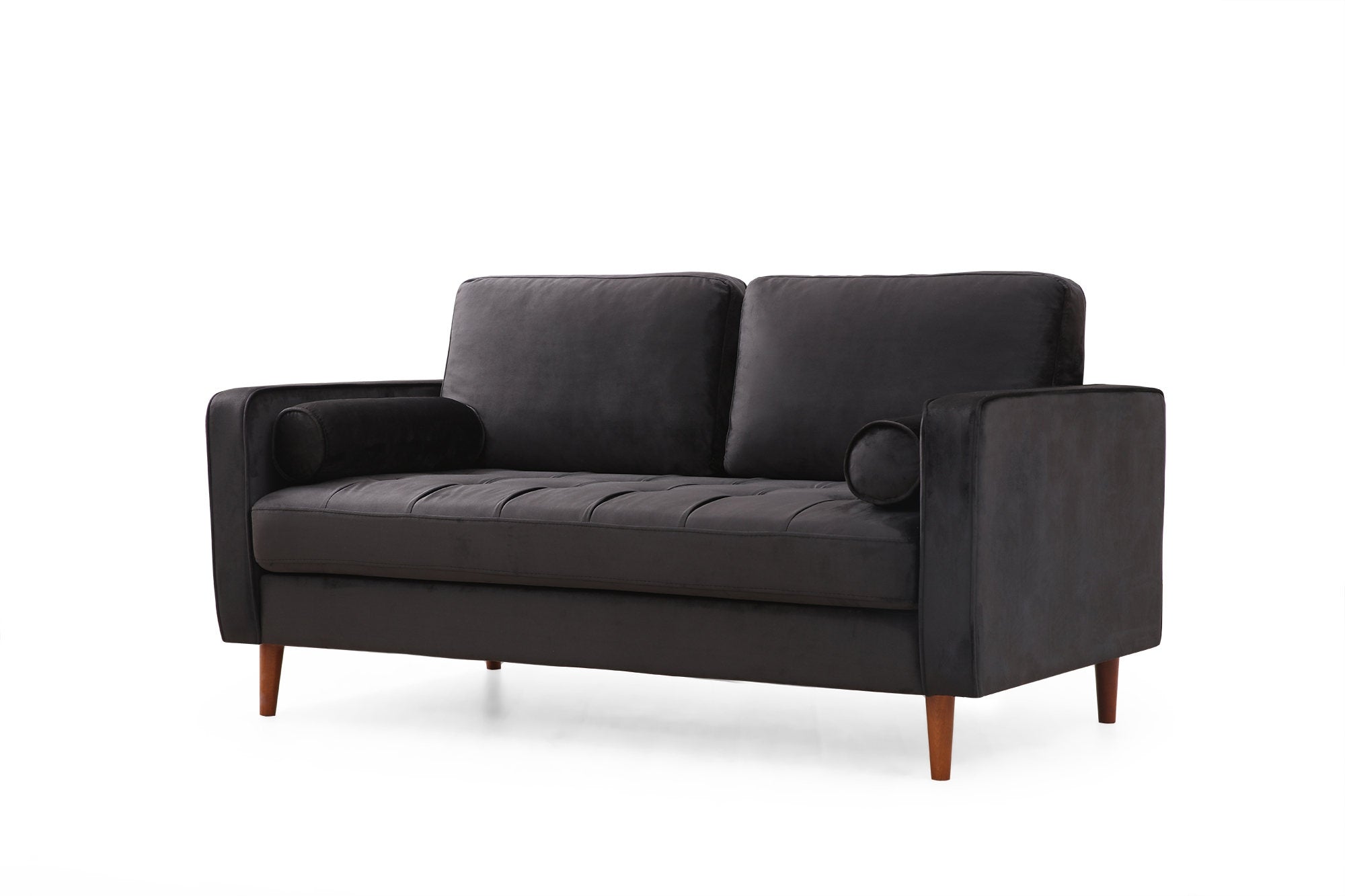 Sofa 2-Sitzer mit Samtstoff, Rome Schwarz (4)