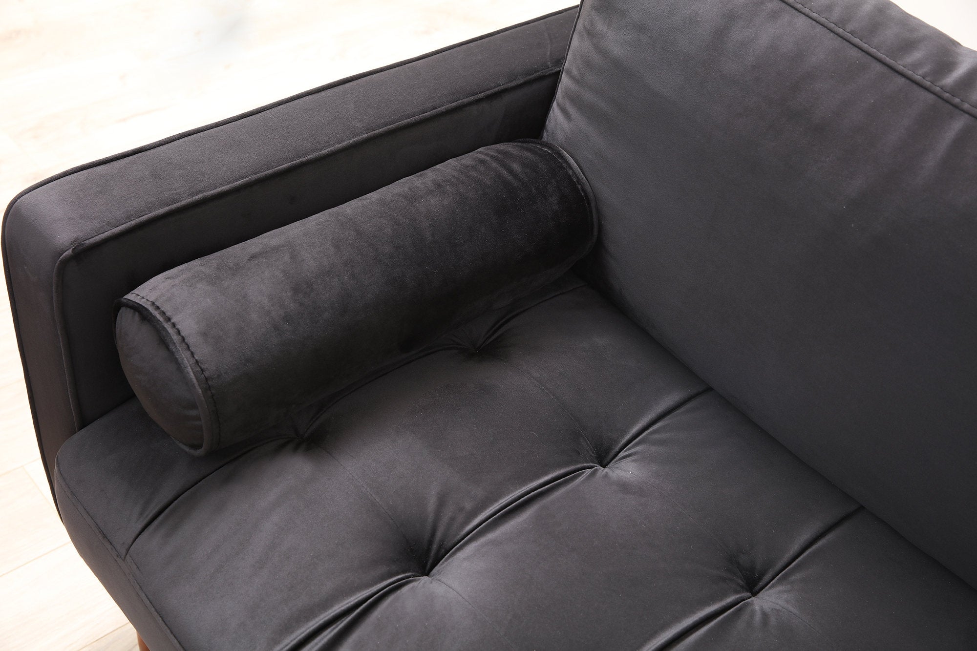 Sofa 3-Sitzer mit Samtstoff, Rome Schwarz (4)