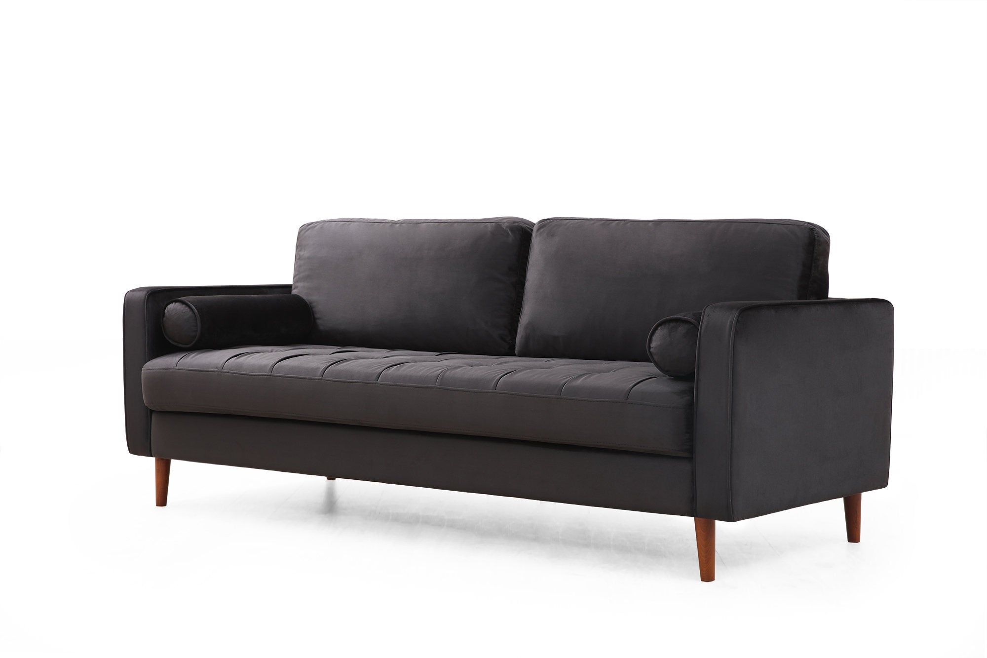 Sofa 3-Sitzer mit Samtstoff, Rome Schwarz (2)