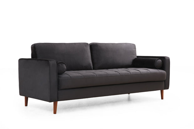 Sofa 3-Sitzer mit Samtstoff, Rome Schwarz (6)