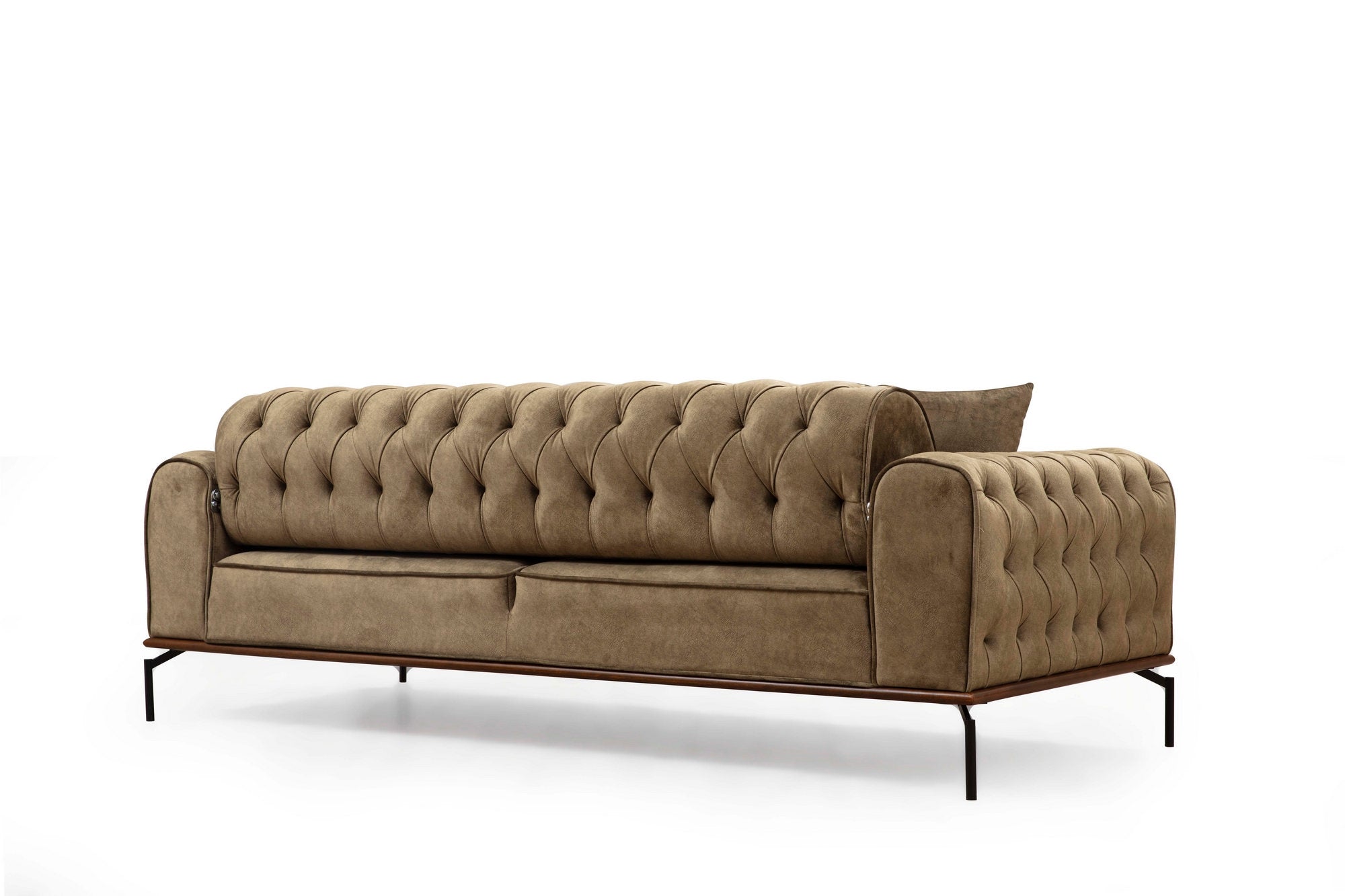 Sofa 3-Sitzer mit Stoff, Siesta Capitone Braun (7)