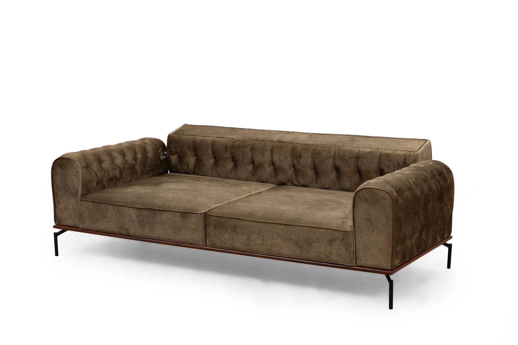 Sofa 3-Sitzer mit Stoff, Siesta Capitone Braun (8)