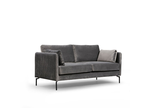 Sofa 2-Sitzer mit Samtstoff, Sino Grau (4)