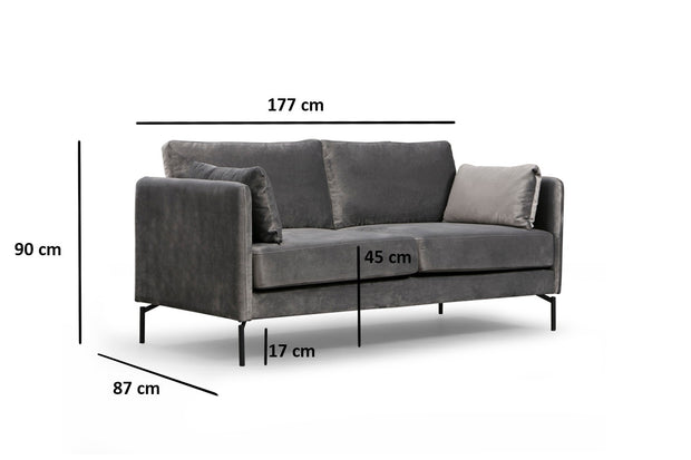 Sofa 2-Sitzer mit Samtstoff, Sino Grau (7)