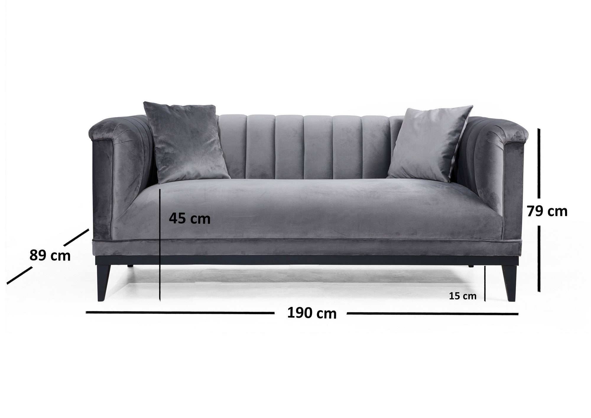 Sofa 2-Sitzer mit Samtstoff, Trendy Grau (2)