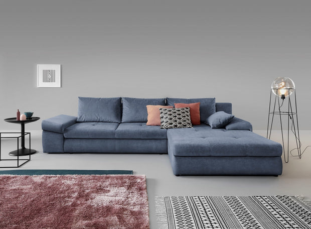 Ecksofa Schlaffunktion mit Chaiselongue Universelle, 4-Sitzer, Banes Blau