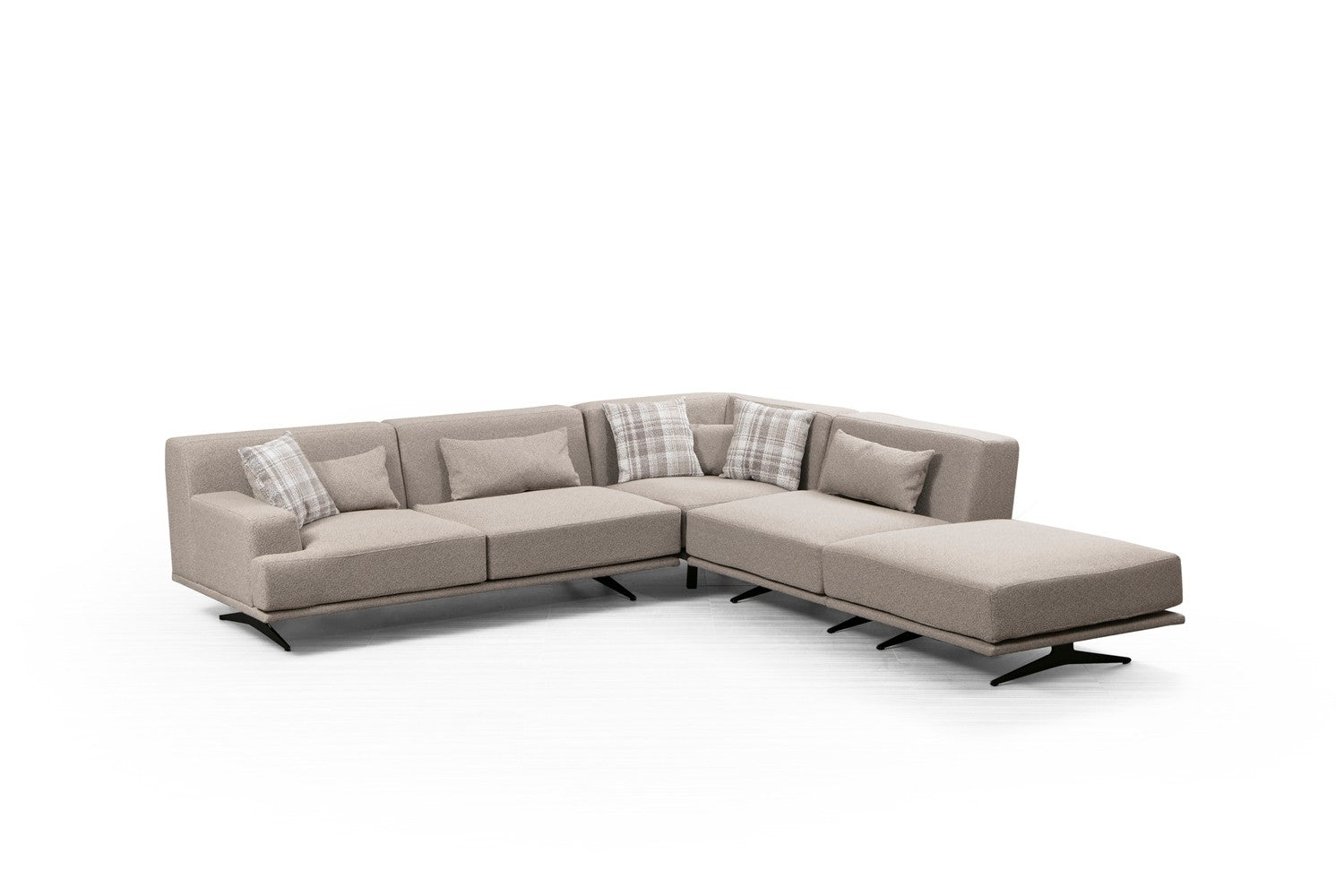 Ecksofa mit Chaiselongue Rechts, 4-Sitzer, aus Stoff, Bentley Beige (4)