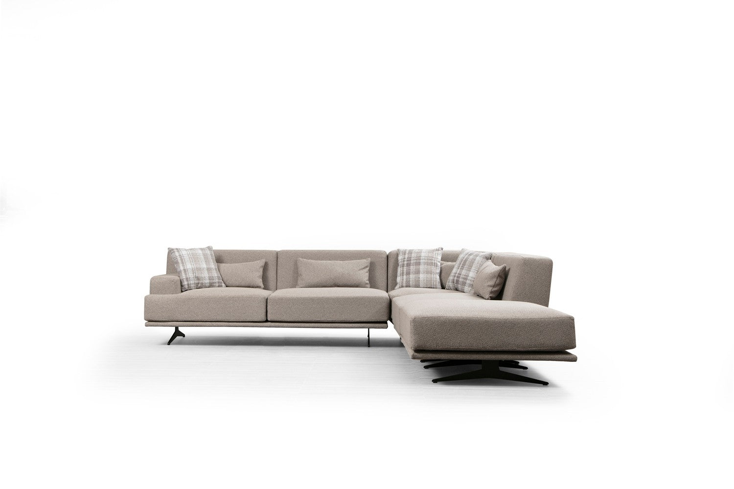 Ecksofa mit Chaiselongue Rechts, 4-Sitzer, aus Stoff, Bentley Beige (6)