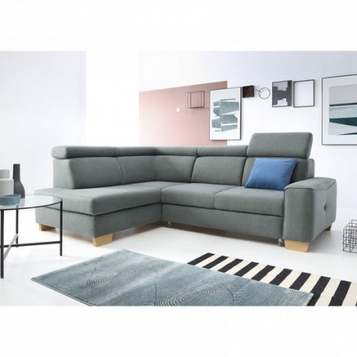 Ecksofa Schlaffunktion mit Chaiselongue Links, 4-Sitzer, Bodo Grau