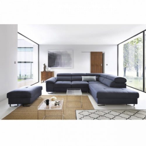 Ecksofa Schlaffunktion mit Chaiselongue Rechts, 4-Sitzer, Casto Blau