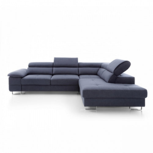 Ecksofa Schlaffunktion mit Chaiselongue Rechts, 4-Sitzer, Casto Blau (1)