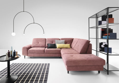 Ecksofa Schlaffunktion mit Chaiselongue Rechts, 4-Sitzer, Planet Rosa