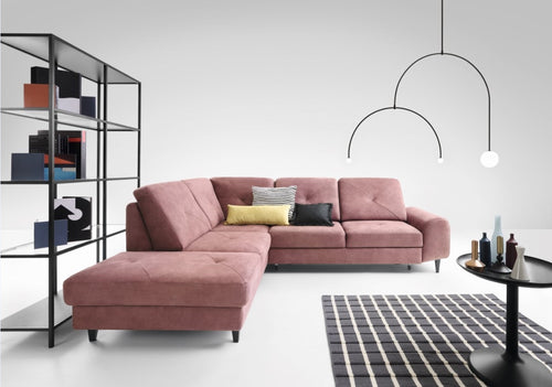 Ecksofa Schlaffunktion mit Chaiselongue Links, 4-Sitzer, Planet Rosa