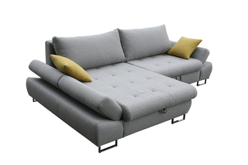 Ecksofa Schlaffunktion mit Chaiselongue Links, 3-Sitzer, Greice Grau (1)
