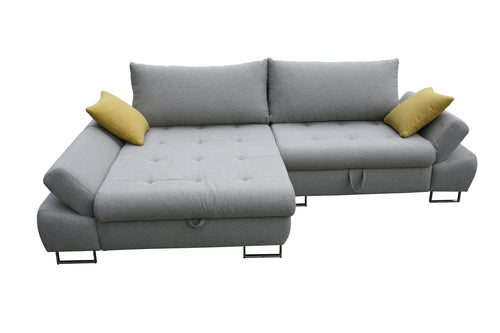 Ecksofa Schlaffunktion mit Chaiselongue Links, 3-Sitzer, Greice Grau