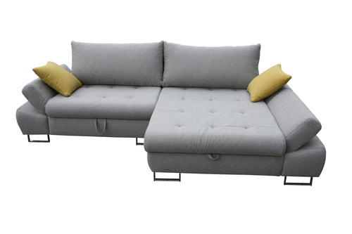 Ecksofa Schlaffunktion mit Chaiselongue Rechts, 3-Sitzer, Greice Grau