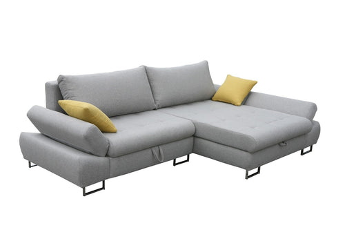 Ecksofa Schlaffunktion mit Chaiselongue Rechts, 3-Sitzer, Greice Grau (1)