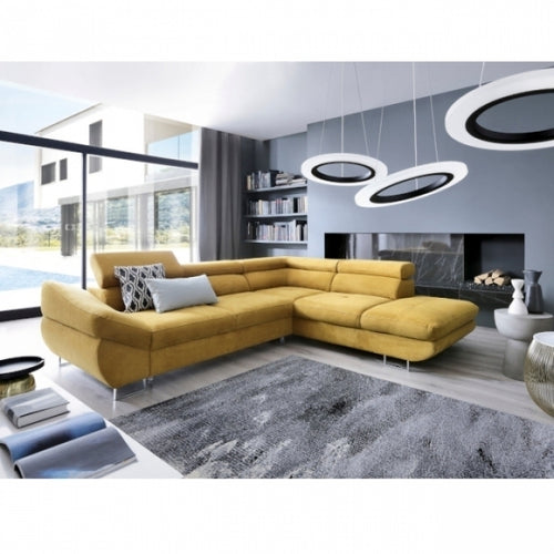 Ecksofa Schlaffunktion mit Chaiselongue Rechts, 4-Sitzer, Fabrines Gelb