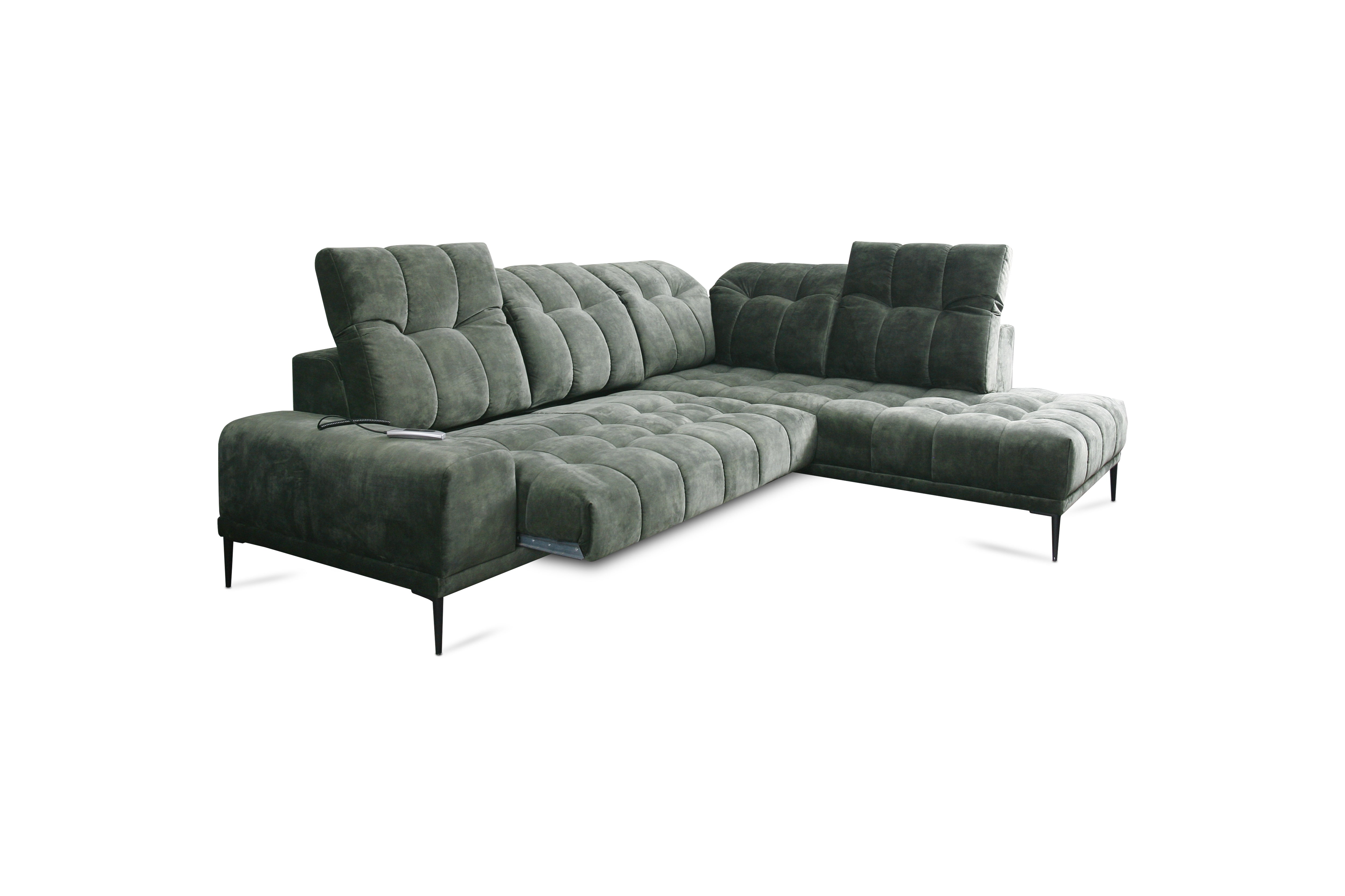Ecksofa mit Chaiselongue Rechts, 4-Sitzer, Grada Grün (3)