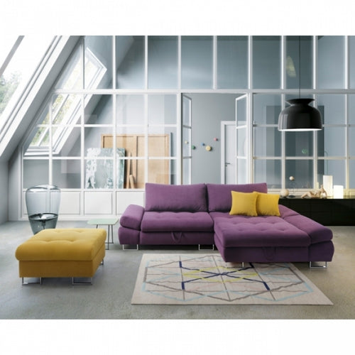 Ecksofa Schlaffunktion mit Chaiselongue Rechts, 4-Sitzer, Greice Violett