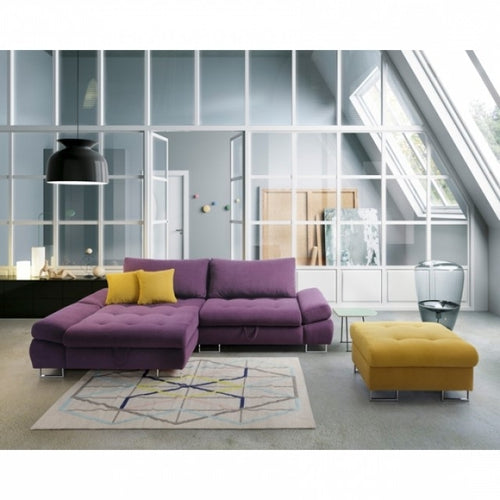 Ecksofa Schlaffunktion mit Chaiselongue Links, 4-Sitzer, Greice Violett