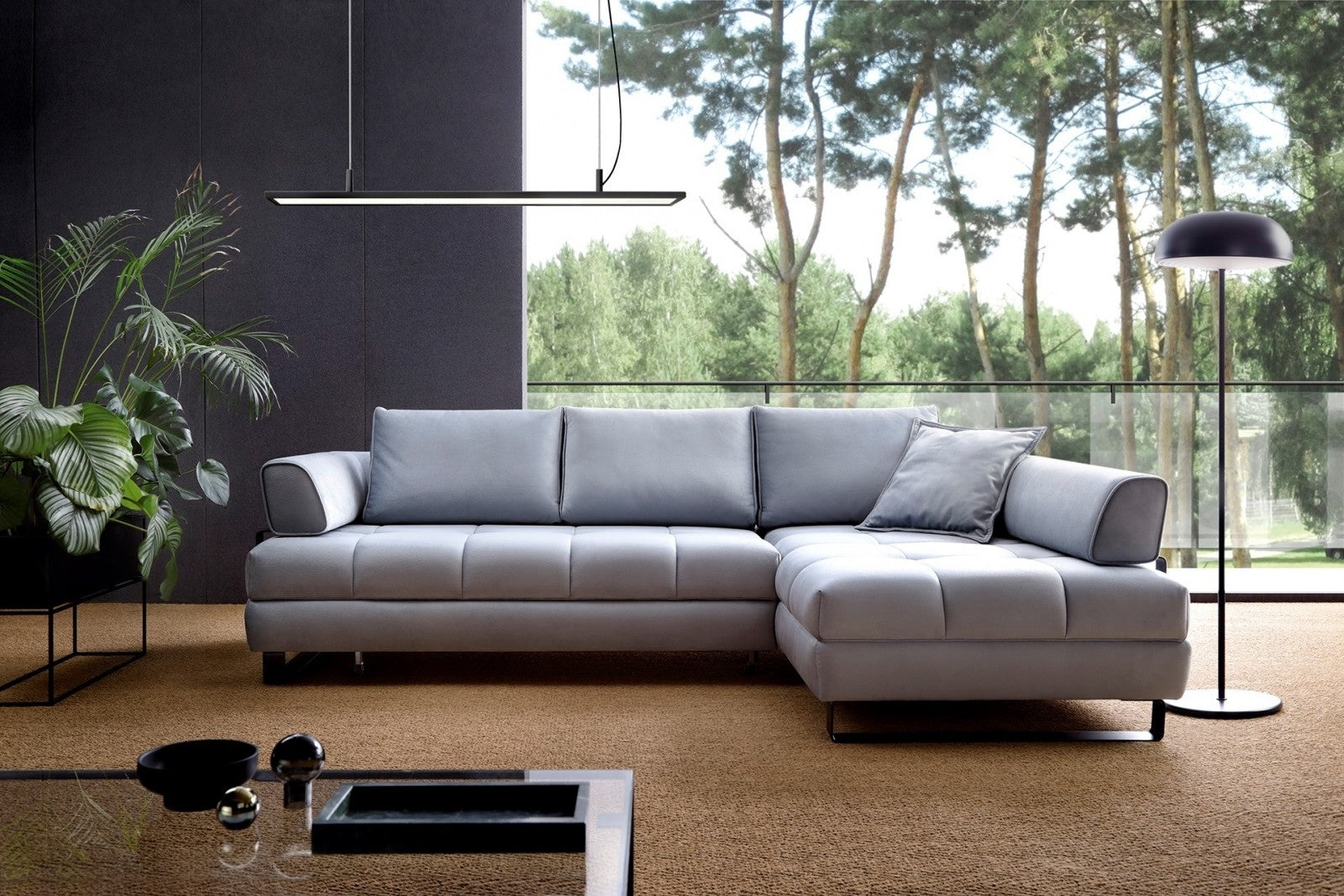 Ecksofa Schlaffunktion mit Chaiselongue Rechts, 4-Sitzer, Hanna Blau