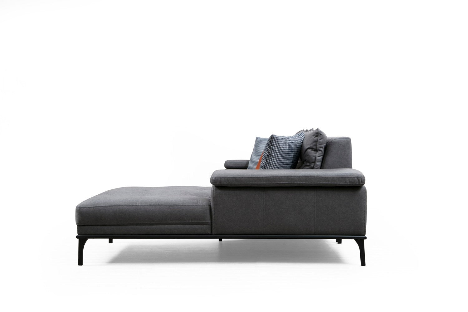 Ecksofa mit Chaiselongue Rechts, 4-Sitzer, aus Stoff, Hollywood Grau (14)