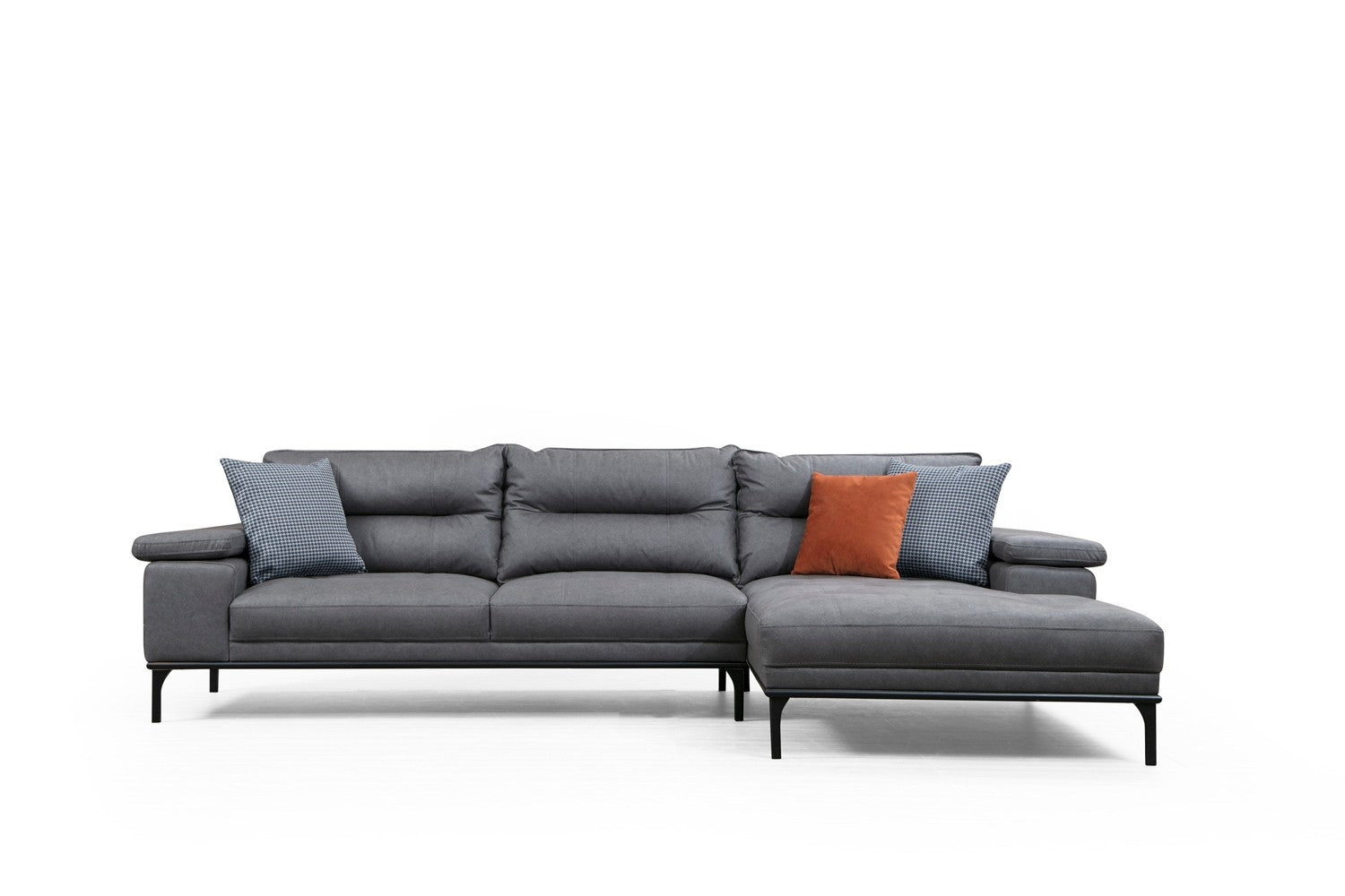 Ecksofa mit Chaiselongue Rechts, 4-Sitzer, aus Stoff, Hollywood Grau (8)