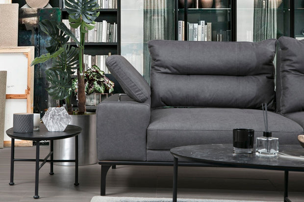 Ecksofa mit Chaiselongue Rechts, 4-Sitzer, aus Stoff, Hollywood Grau (5)