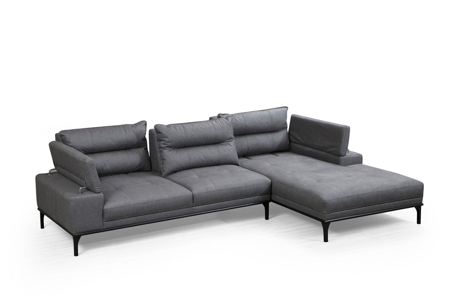 Ecksofa mit Chaiselongue Rechts, 4-Sitzer, aus Stoff, Hollywood Grau (9)