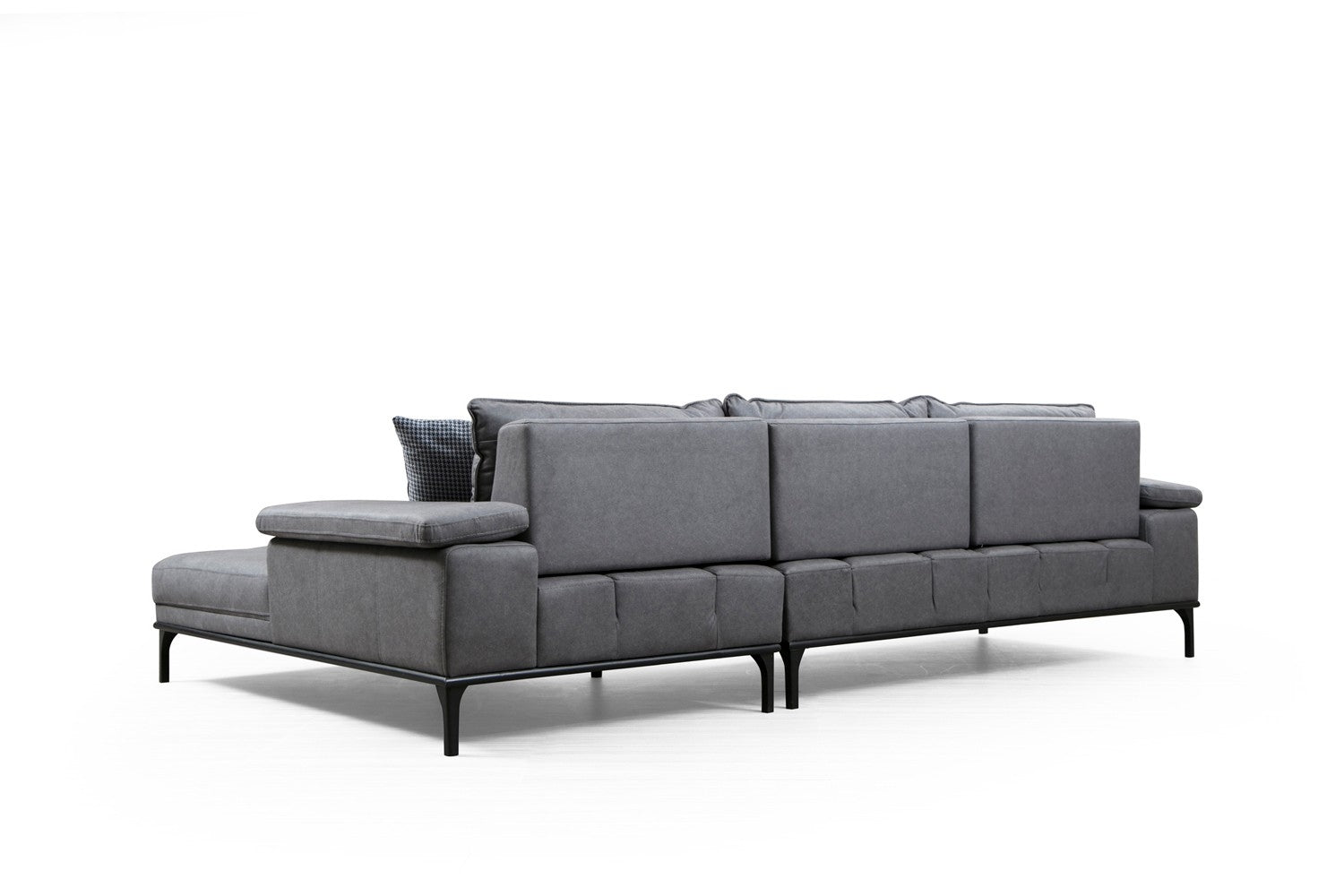 Ecksofa mit Chaiselongue Rechts, 4-Sitzer, aus Stoff, Hollywood Grau (13)