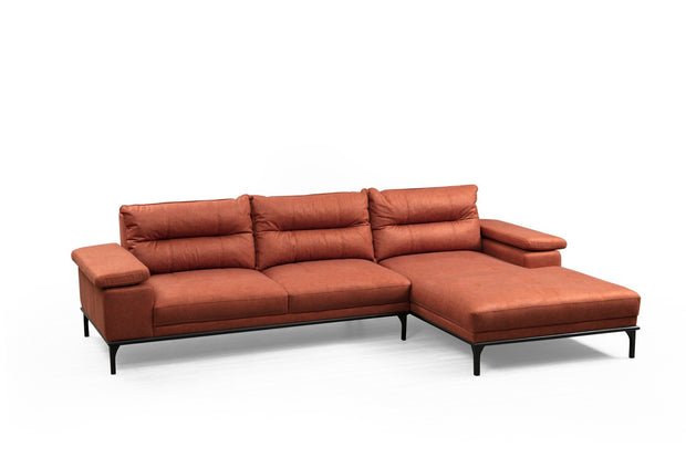 Ecksofa mit Chaiselongue Rechts, 4-Sitzer, aus Stoff, Hollywood Orange (11)