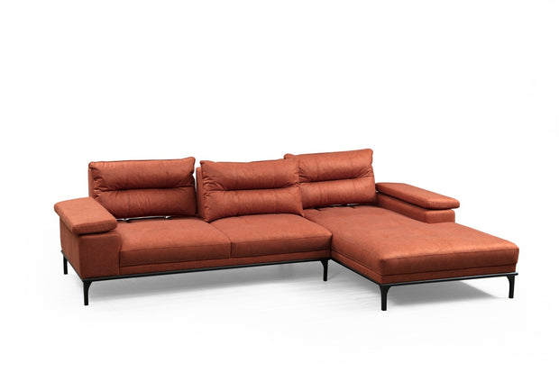 Ecksofa mit Chaiselongue Rechts, 4-Sitzer, aus Stoff, Hollywood Orange (10)