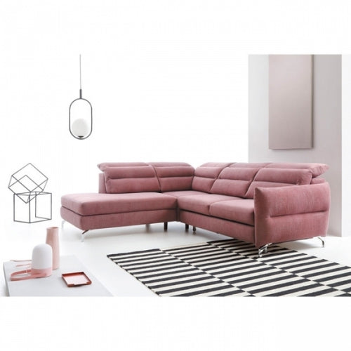 Ecksofa Schlaffunktion mit Chaiselongue Links, 4-Sitzer, Mantoli Rosa