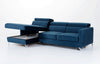 Ecksofa Schlaffunktion mit Chaiselongue Links, 3-Sitzer, aus Samtstoff, Mazzi Small Blau (3)