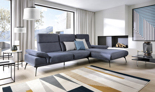 Ecksofa mit Chaiselongue Rechts, 4-Sitzer, Mon Cart Blau
