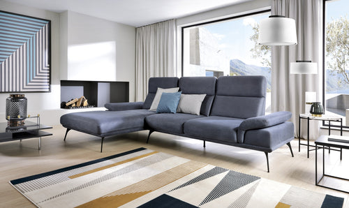 Ecksofa mit Chaiselongue Links, 4-Sitzer, Mon Cart Blau